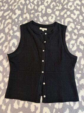 Madewell Black Sleeveless Button-Front Knit Shell